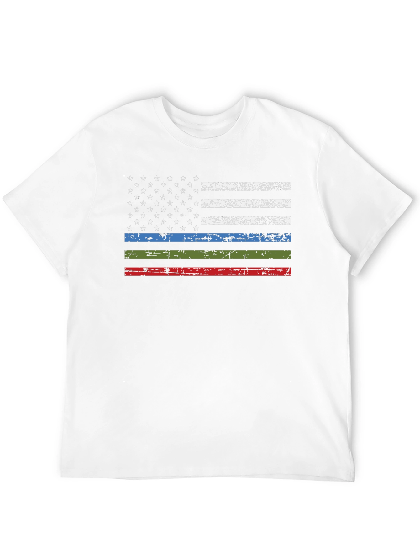 Distressed American Flag T-Shirt - Patriotic Thin Line