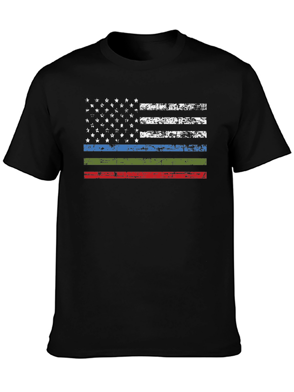 Distressed American Flag T-Shirt - Patriotic Thin Line