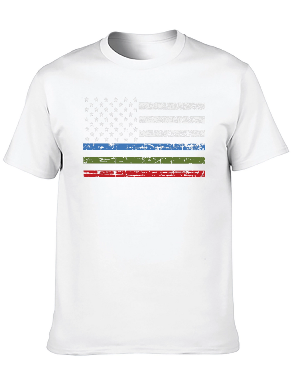Distressed American Flag T-Shirt - Patriotic Thin Line