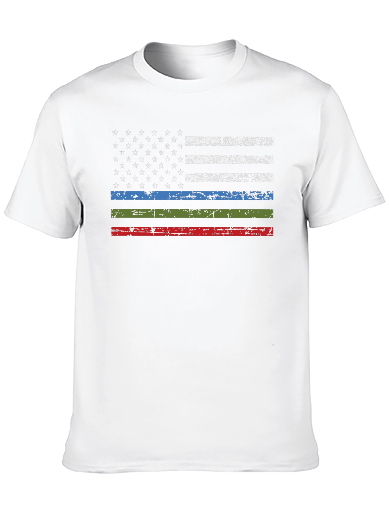 Distressed American Flag T-Shirt - Patriotic Thin Line