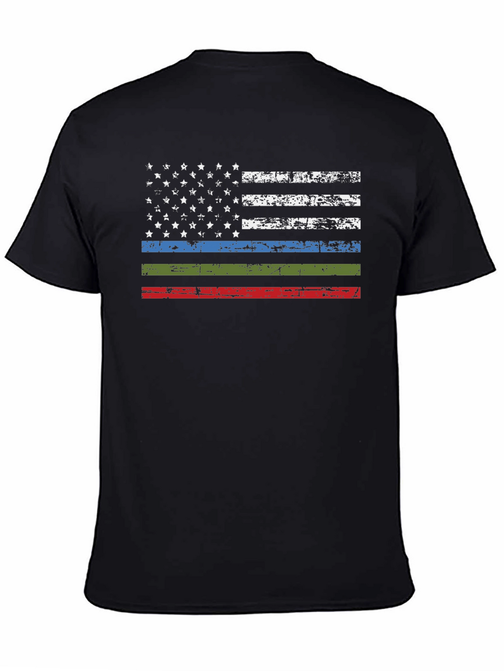 Distressed American Flag T-Shirt - Patriotic Thin Line