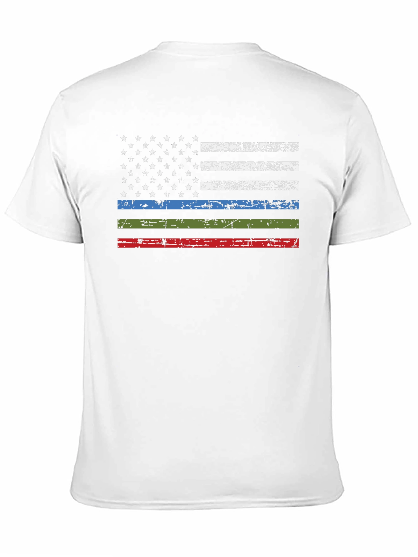 Distressed American Flag T-Shirt - Patriotic Thin Line