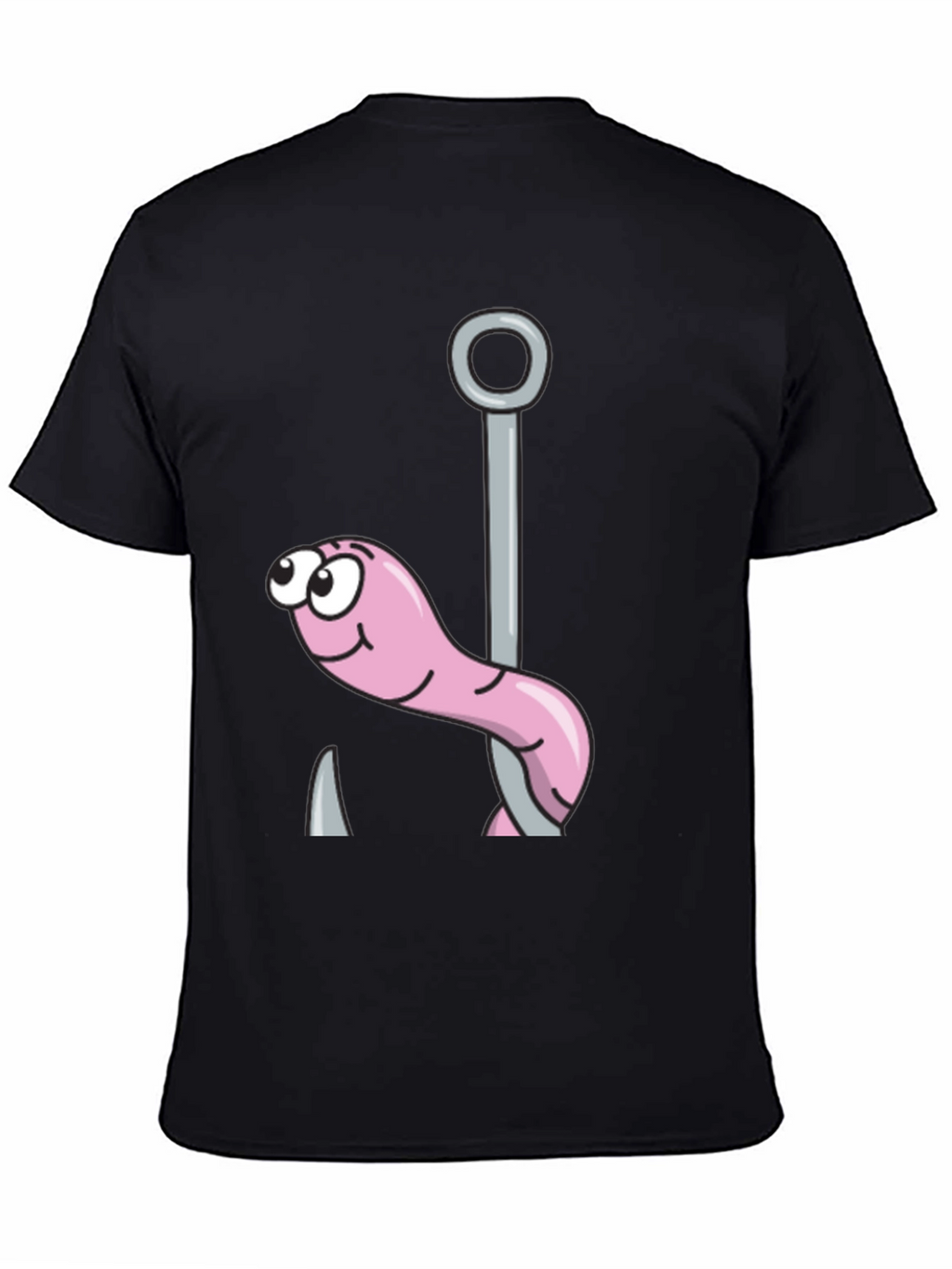 Funny Worm on Hook Black T-Shirt