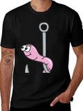 Funny Worm on Hook Black T-Shirt