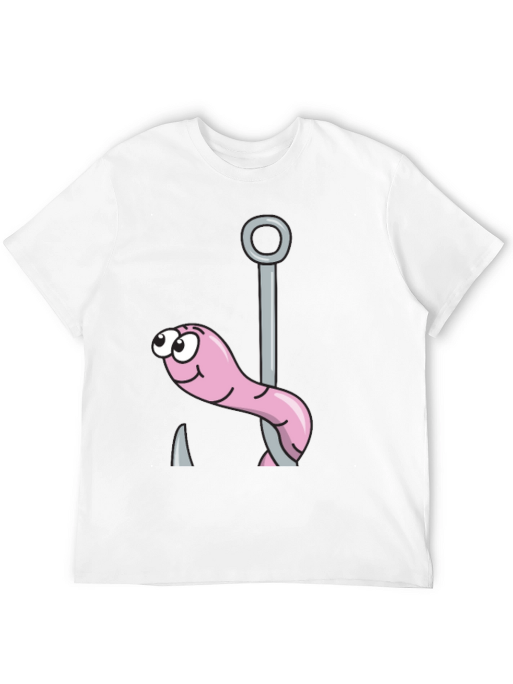 Funny Worm on Hook Black T-Shirt