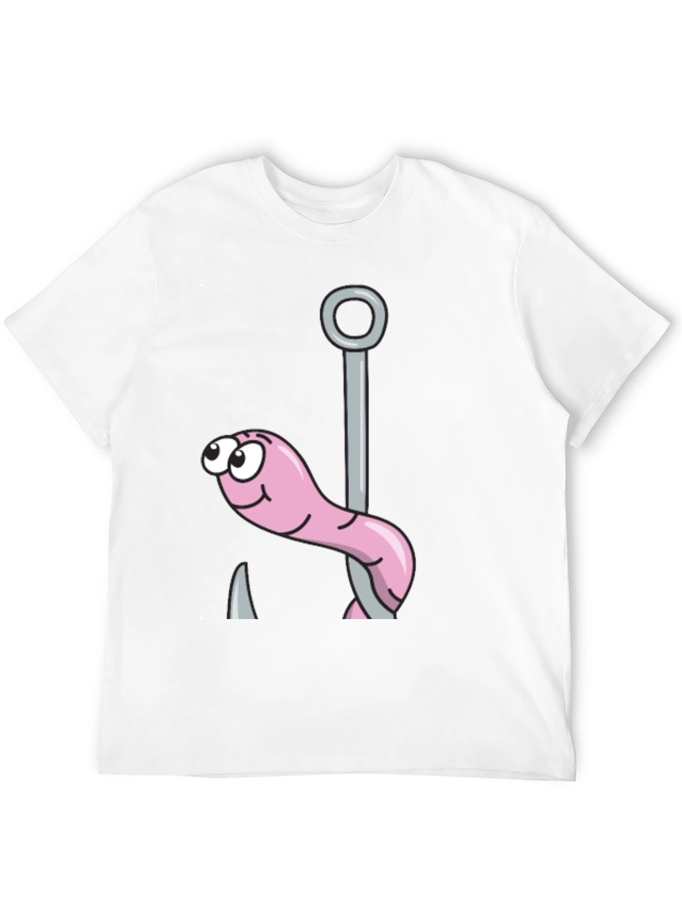 Funny Worm on Hook Black T-Shirt