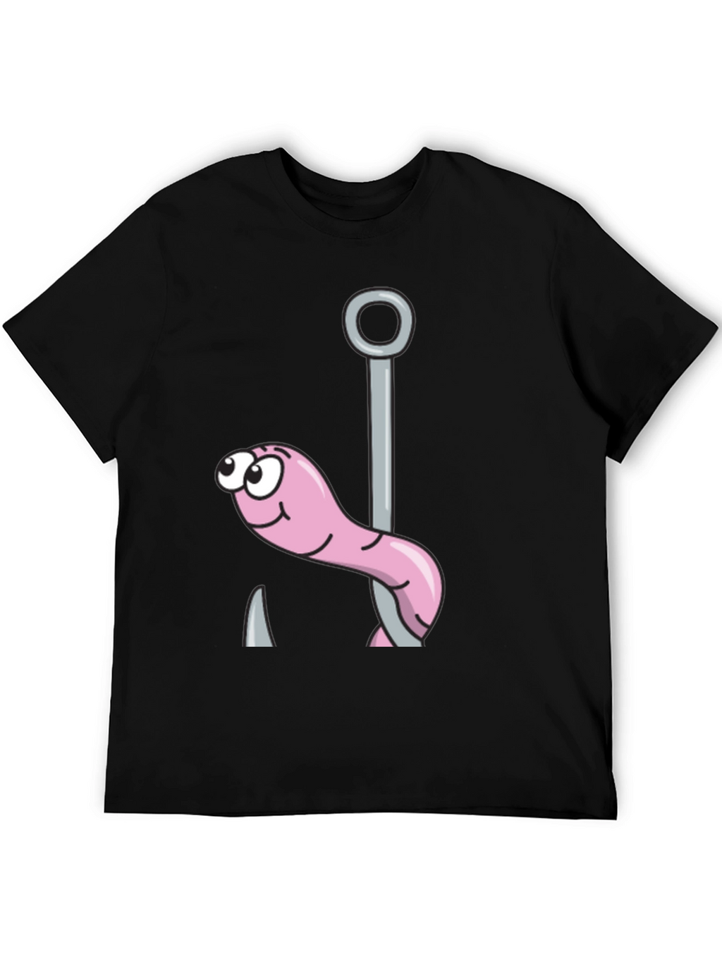 Funny Worm on Hook Black T-Shirt