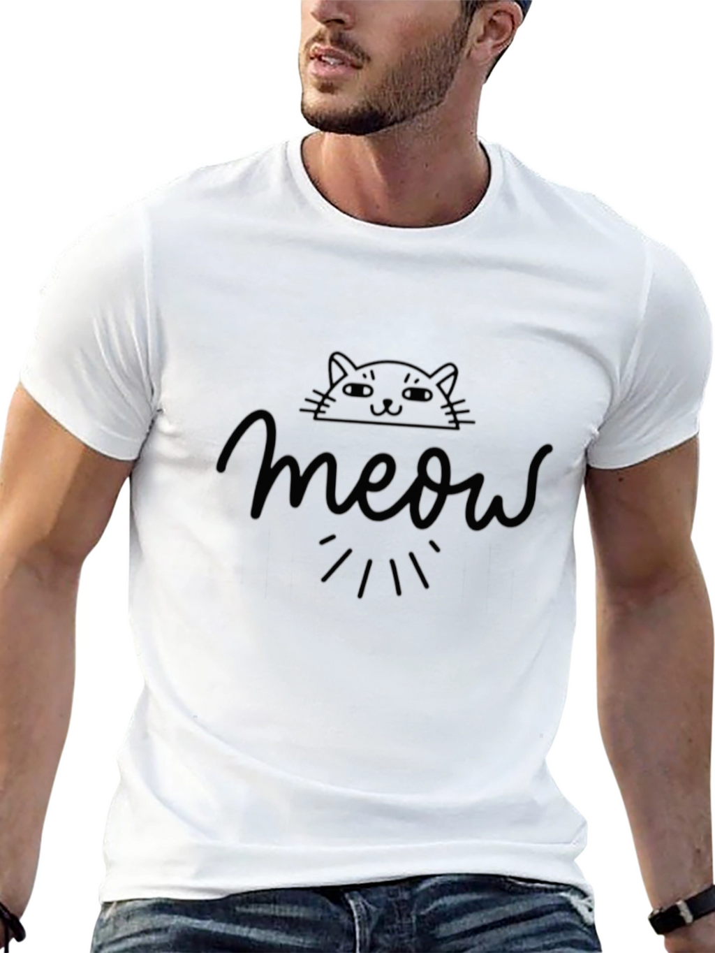Meow Cat T-Shirt Cute Graphic Tee