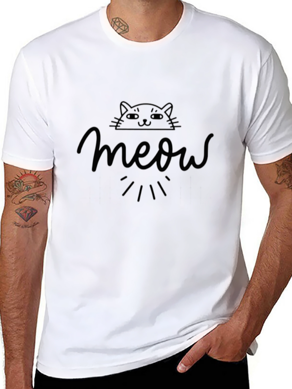 Meow Cat T-Shirt Cute Graphic Tee