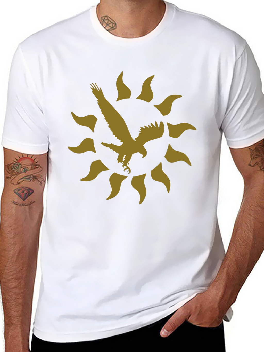 Eagle Sun Graphic Print Black T-Shirt