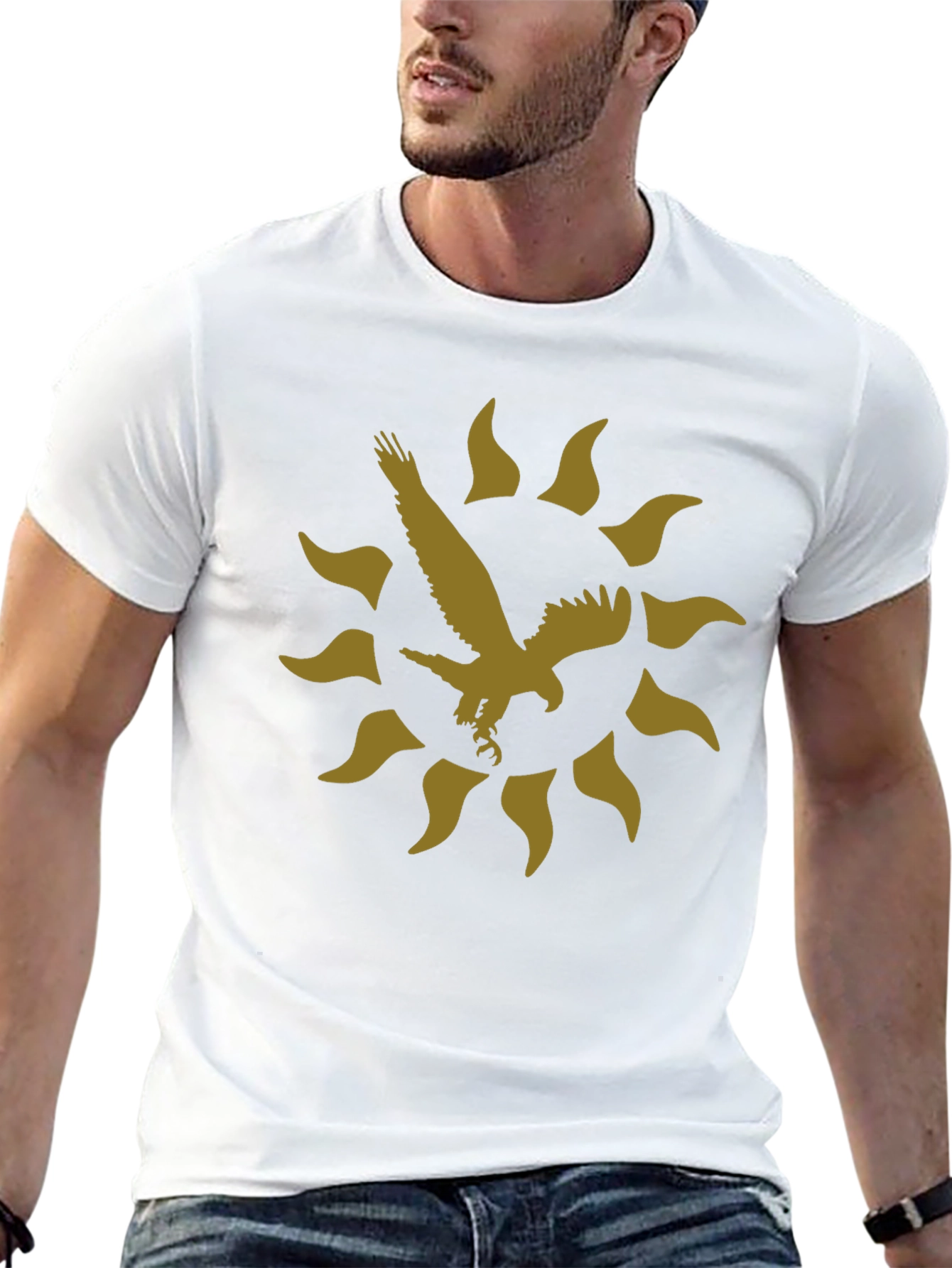 Eagle Sun Graphic Print Black T-Shirt