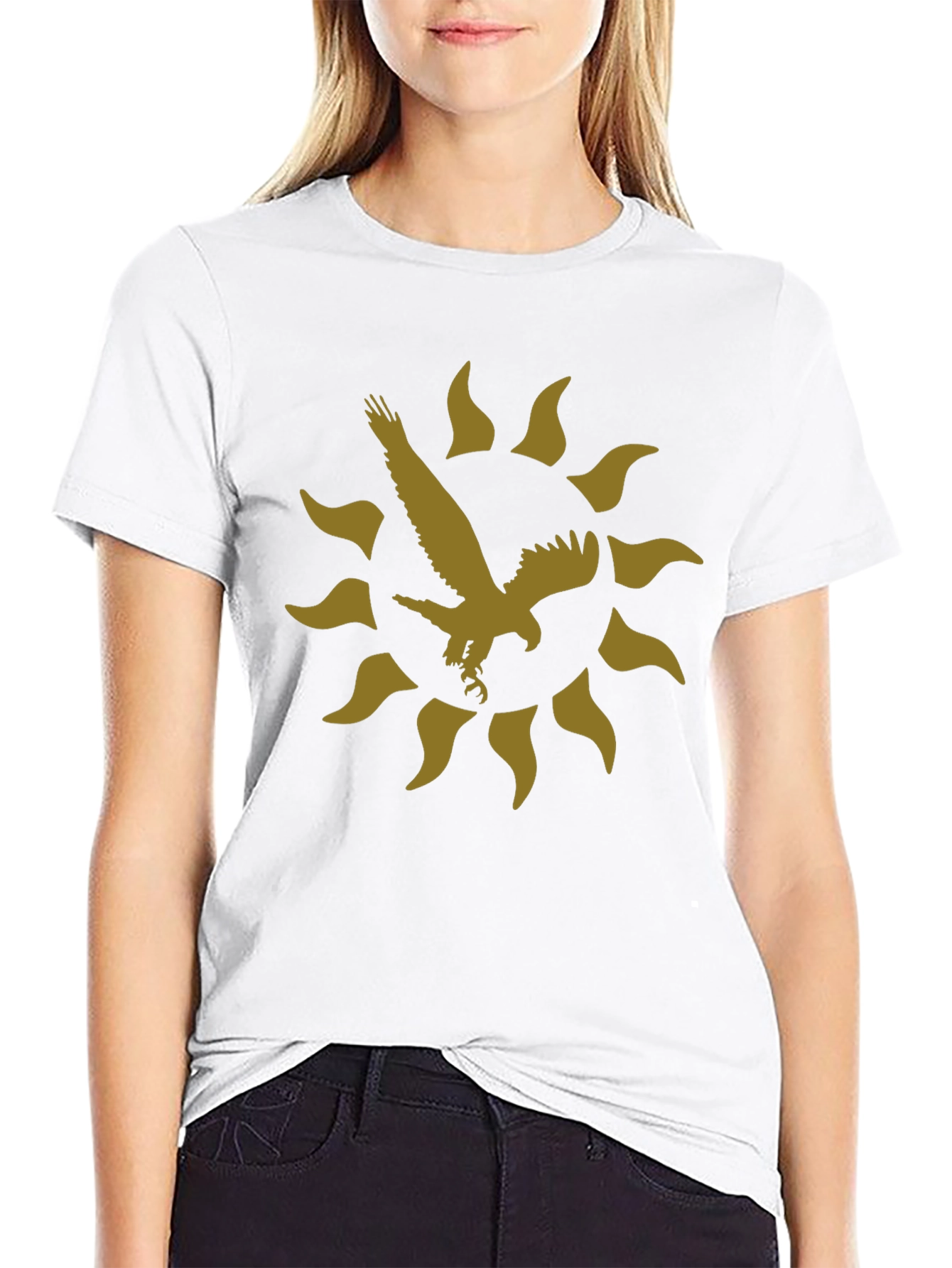 Eagle Sun Graphic Print Black T-Shirt
