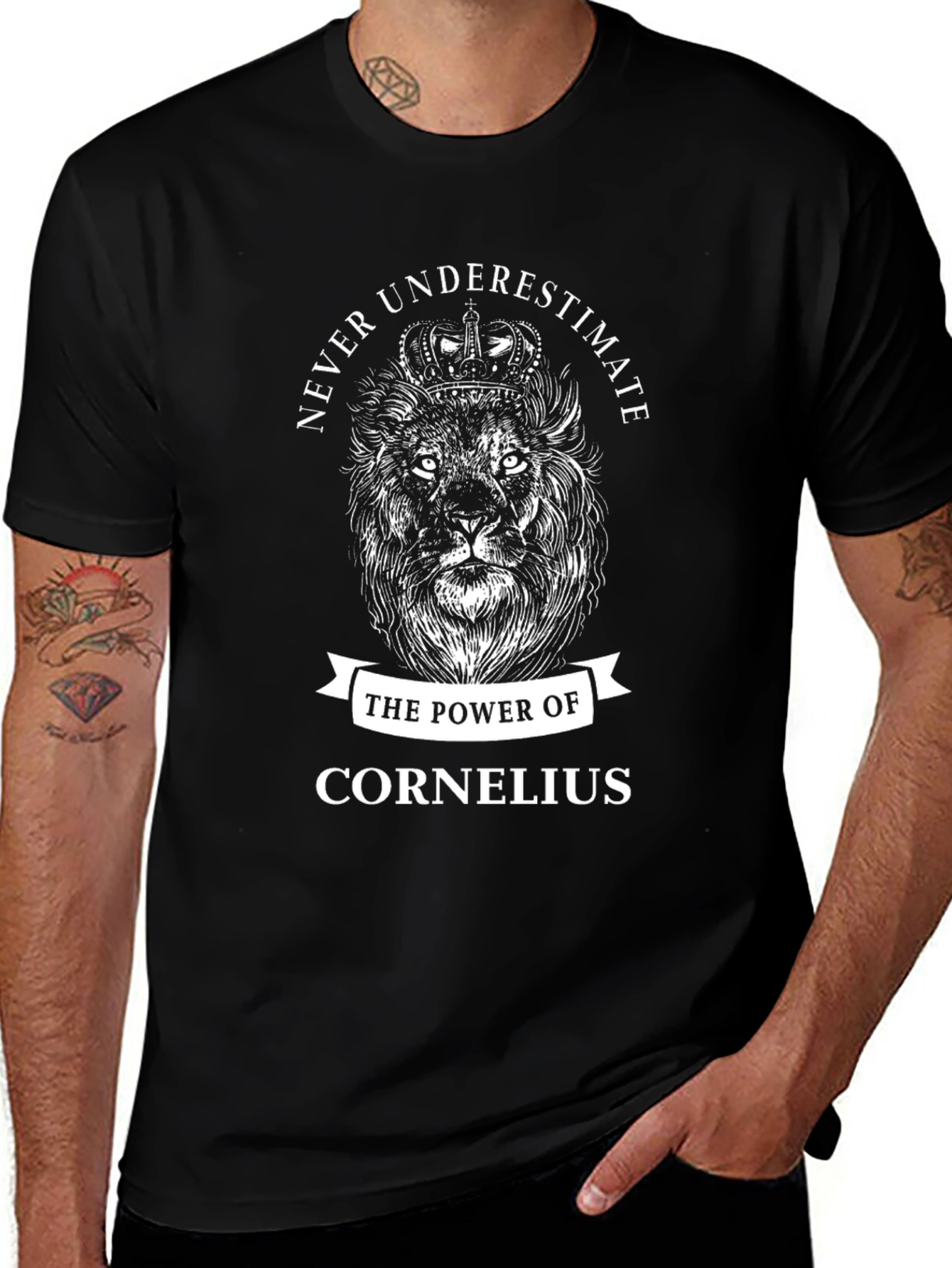 Never Underestimate Cornelius Lion Graphic Tee