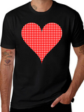 Heart Plus Sign Pattern Black T-Shirt