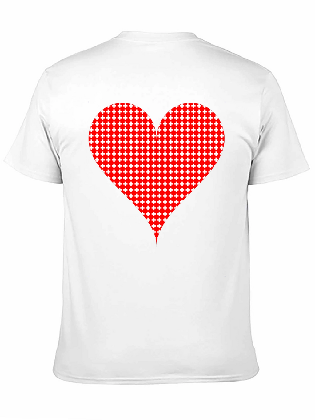Heart Plus Sign Pattern Black T-Shirt