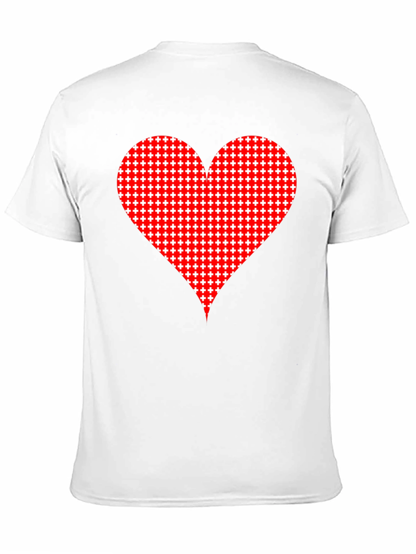 Heart Plus Sign Pattern Black T-Shirt