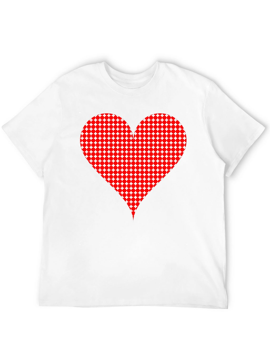 Heart Plus Sign Pattern Black T-Shirt