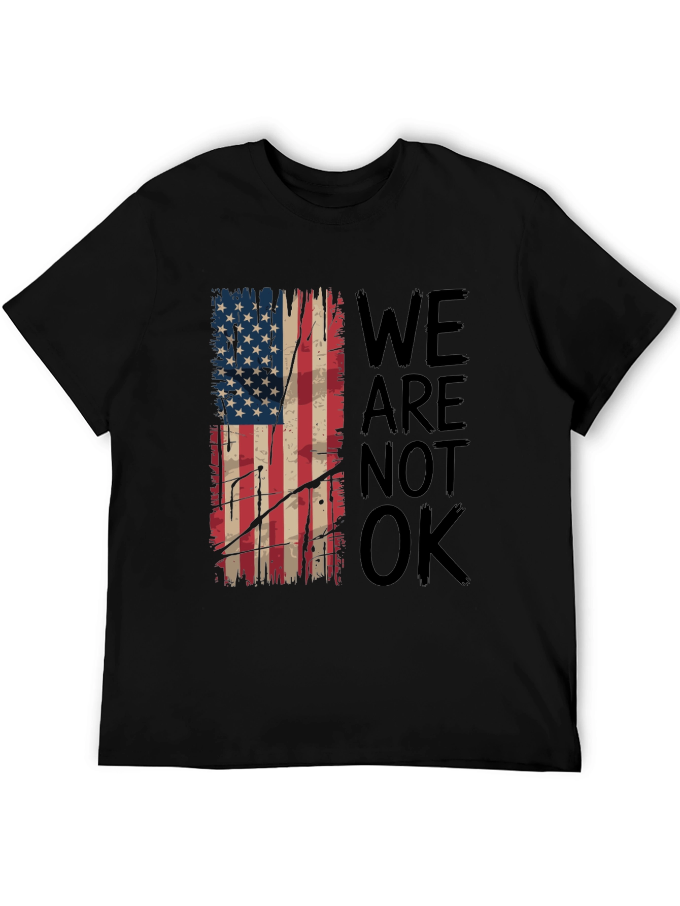 Distressed American Flag T-Shirt - We Are Not OK