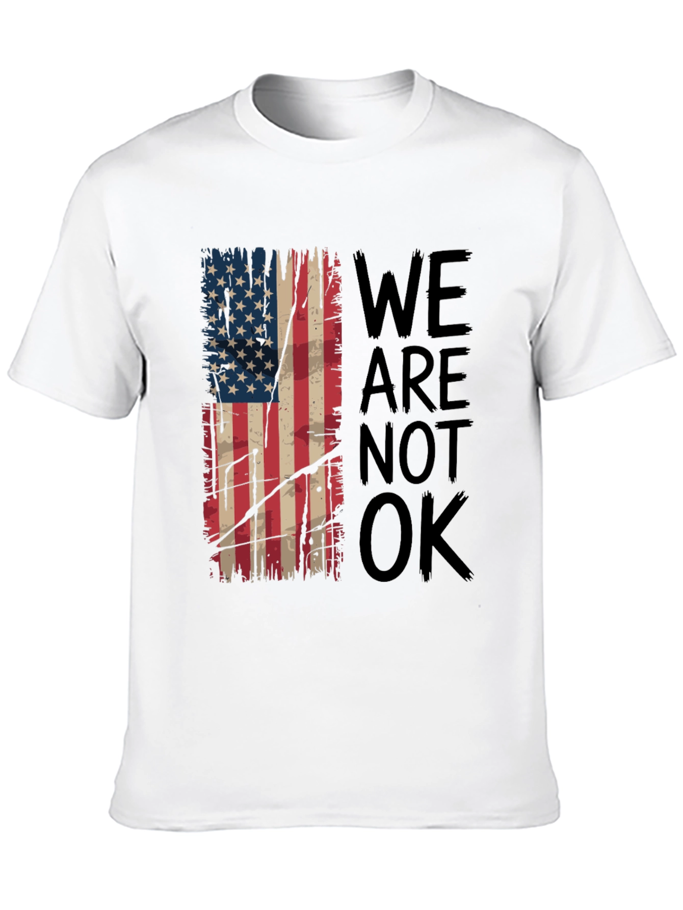 Distressed American Flag T-Shirt - We Are Not OK