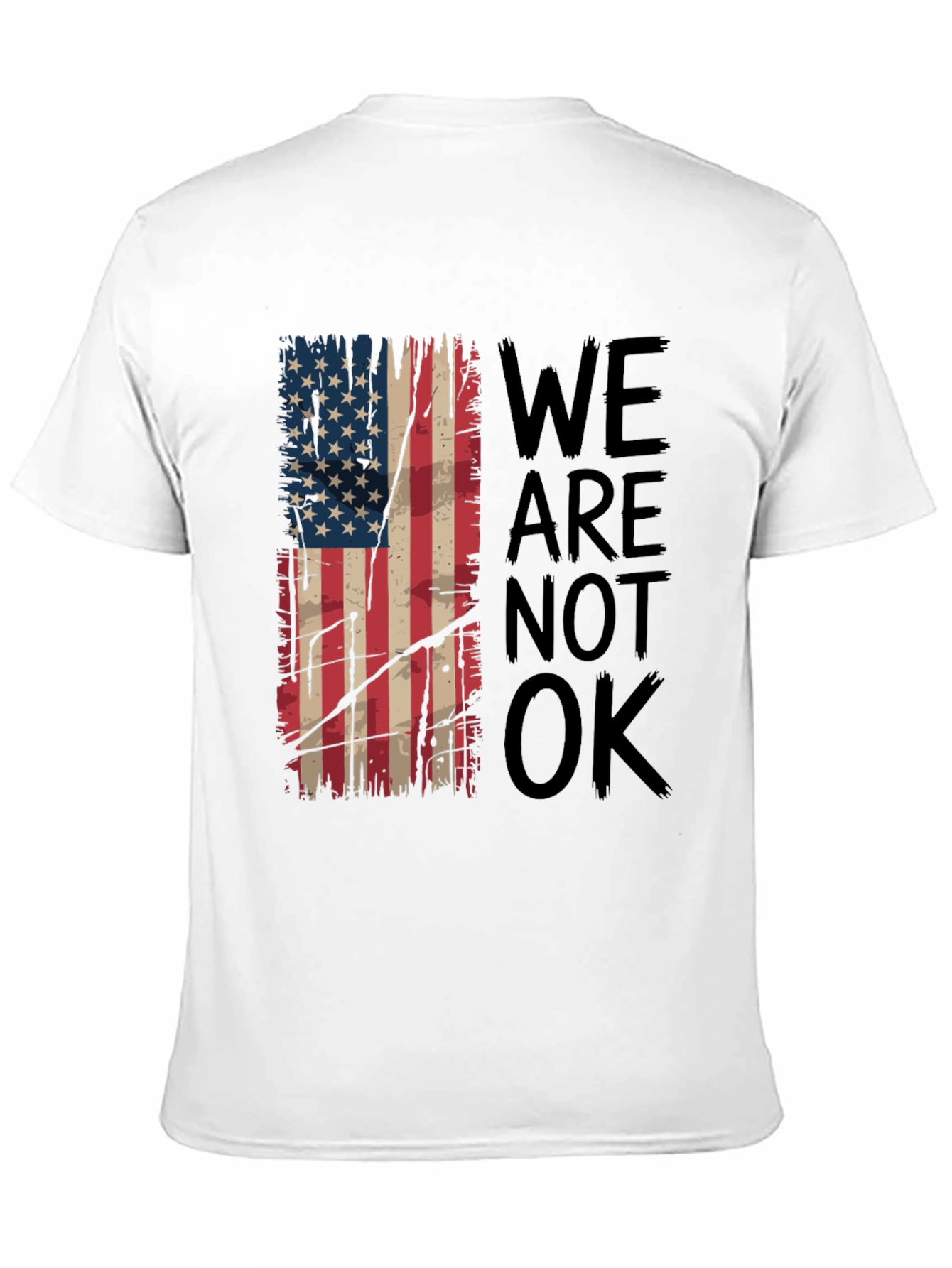 Distressed American Flag T-Shirt - We Are Not OK