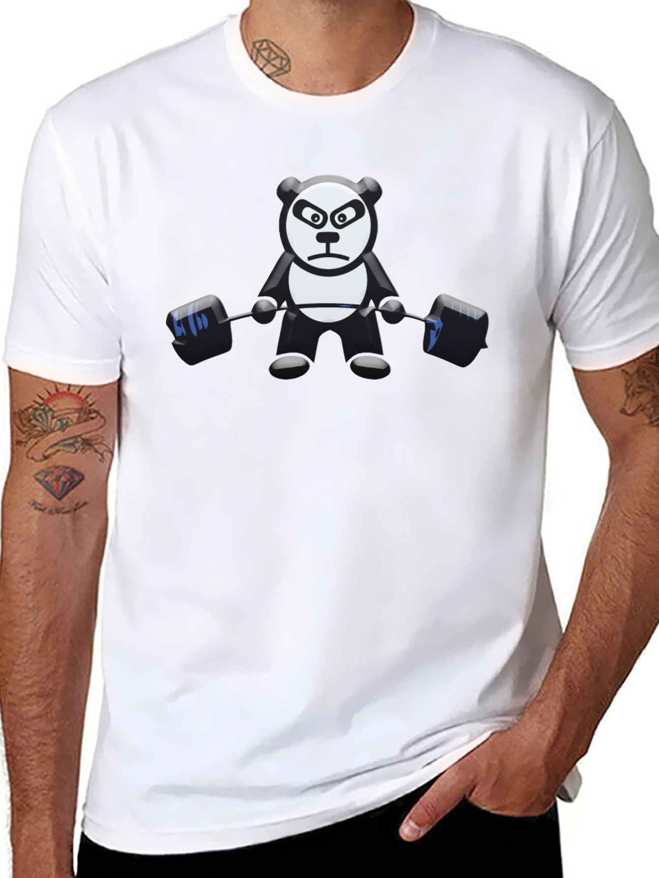 Weightlifting Panda Black T-Shirt