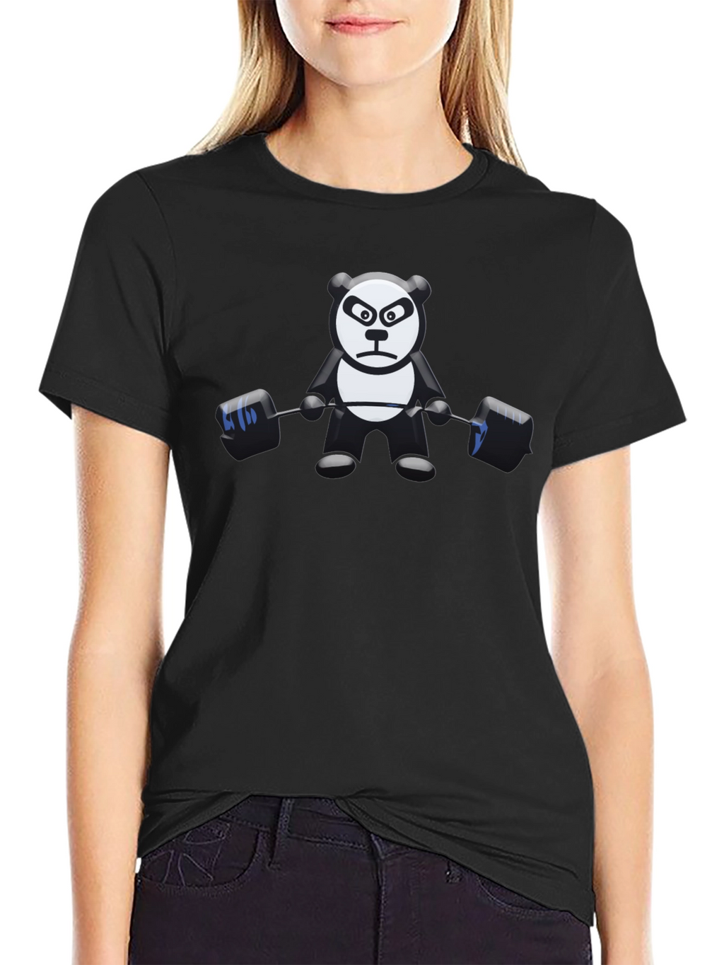 Weightlifting Panda Black T-Shirt