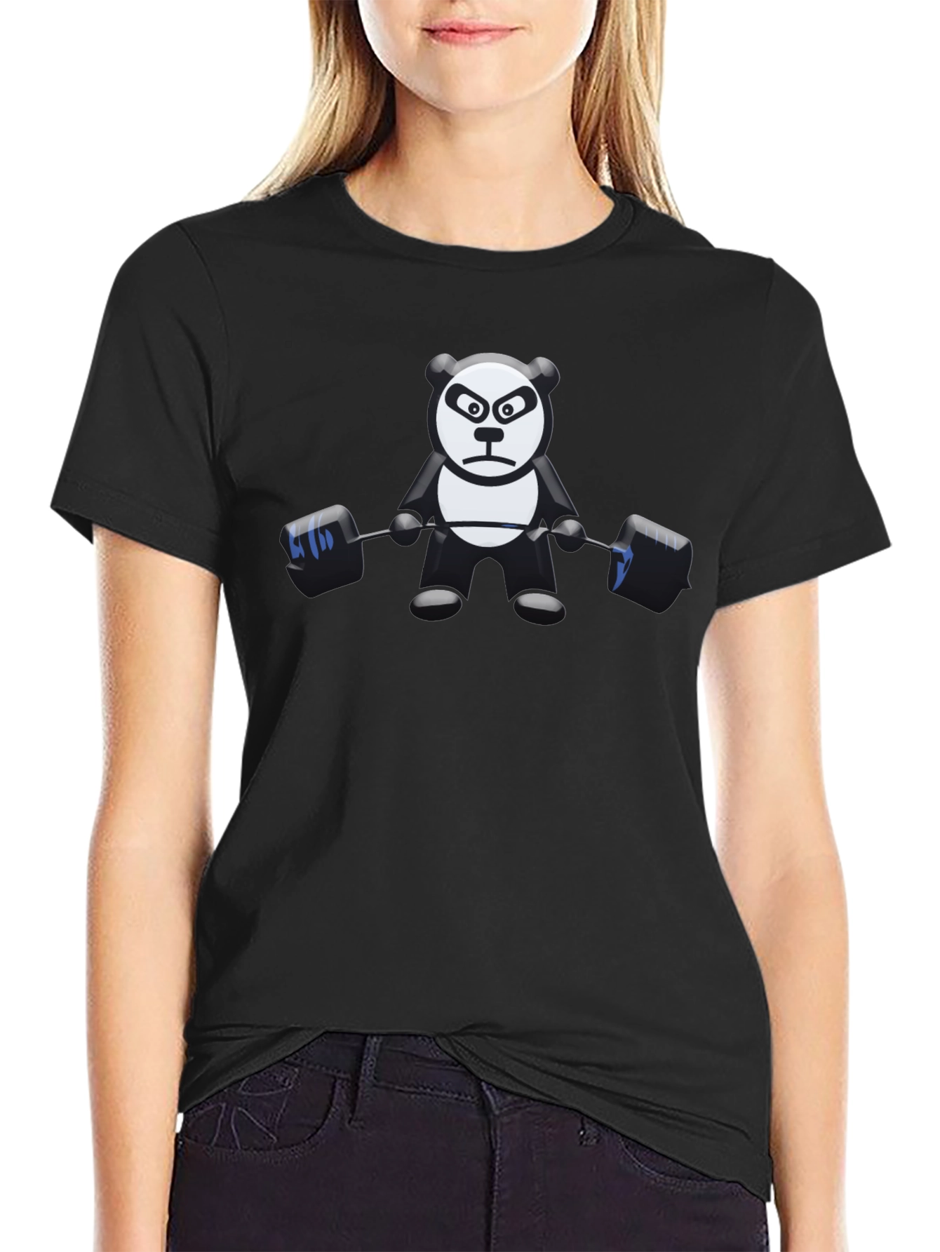 Weightlifting Panda Black T-Shirt