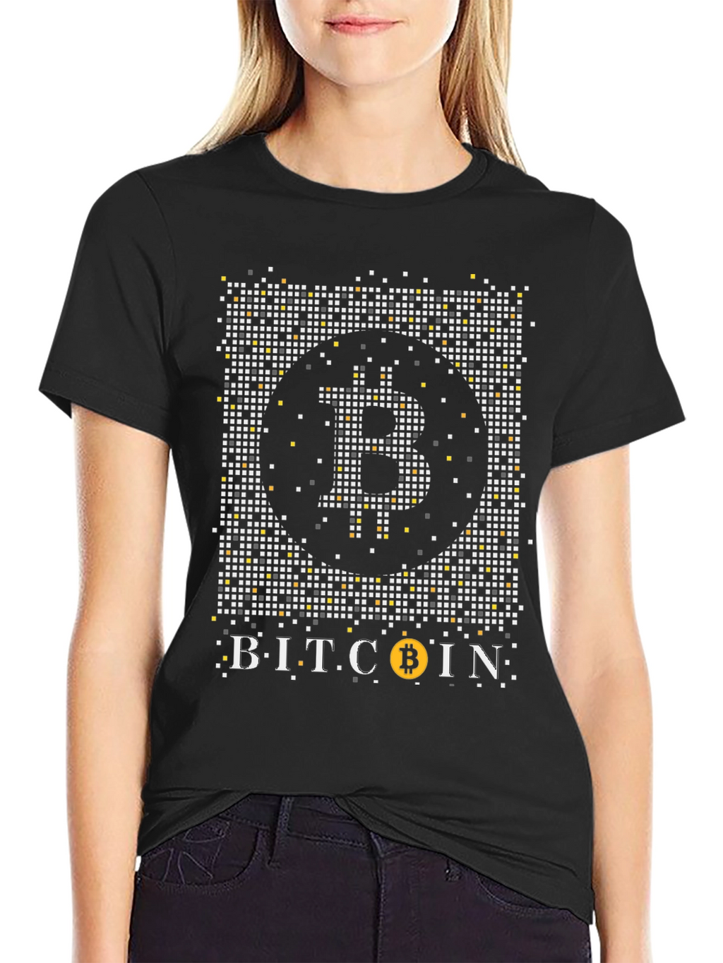Bitcoin Pixel Art Black Graphic Tee
