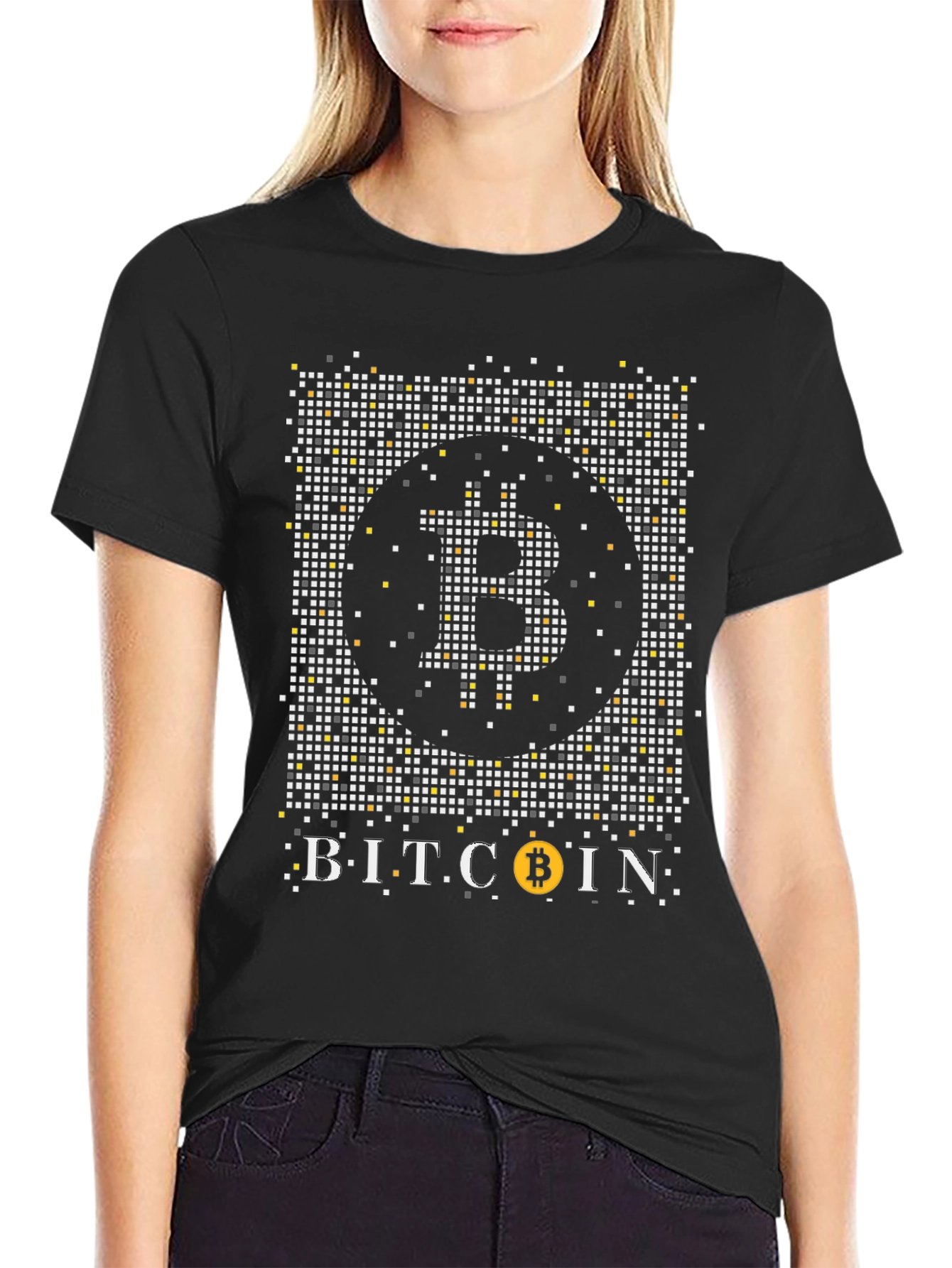 Bitcoin Pixel Art Black Graphic Tee
