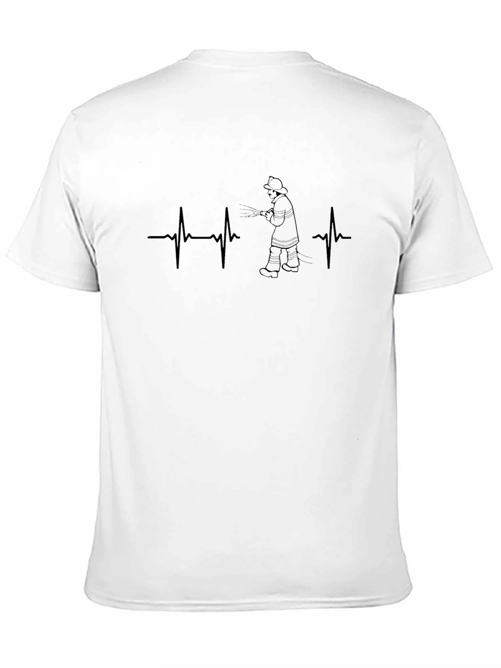 Firefighter Heartbeat Black T-Shirt