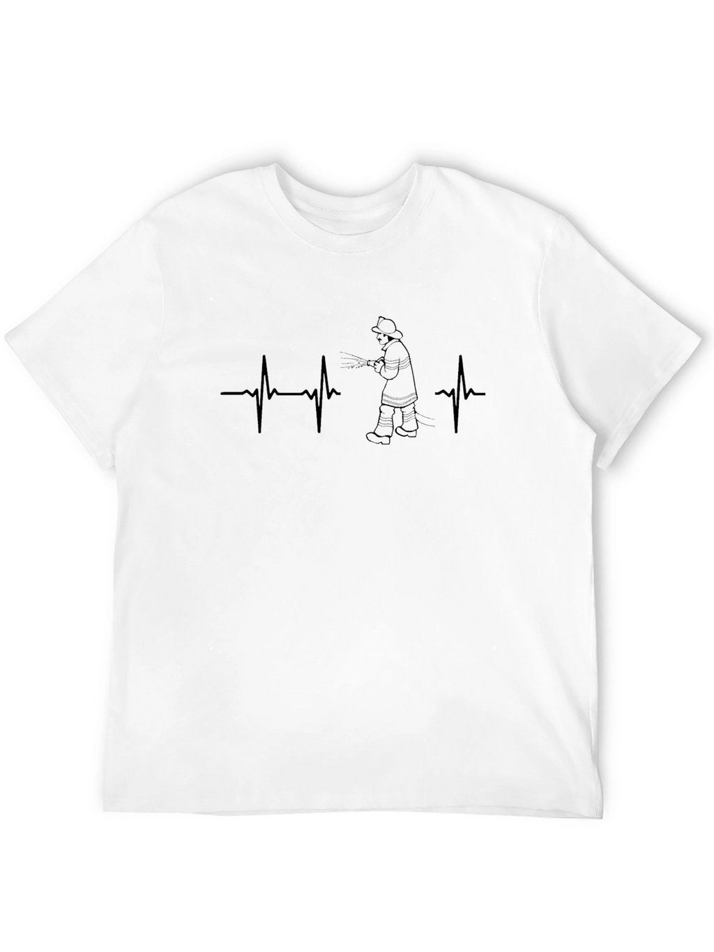 Firefighter Heartbeat Black T-Shirt