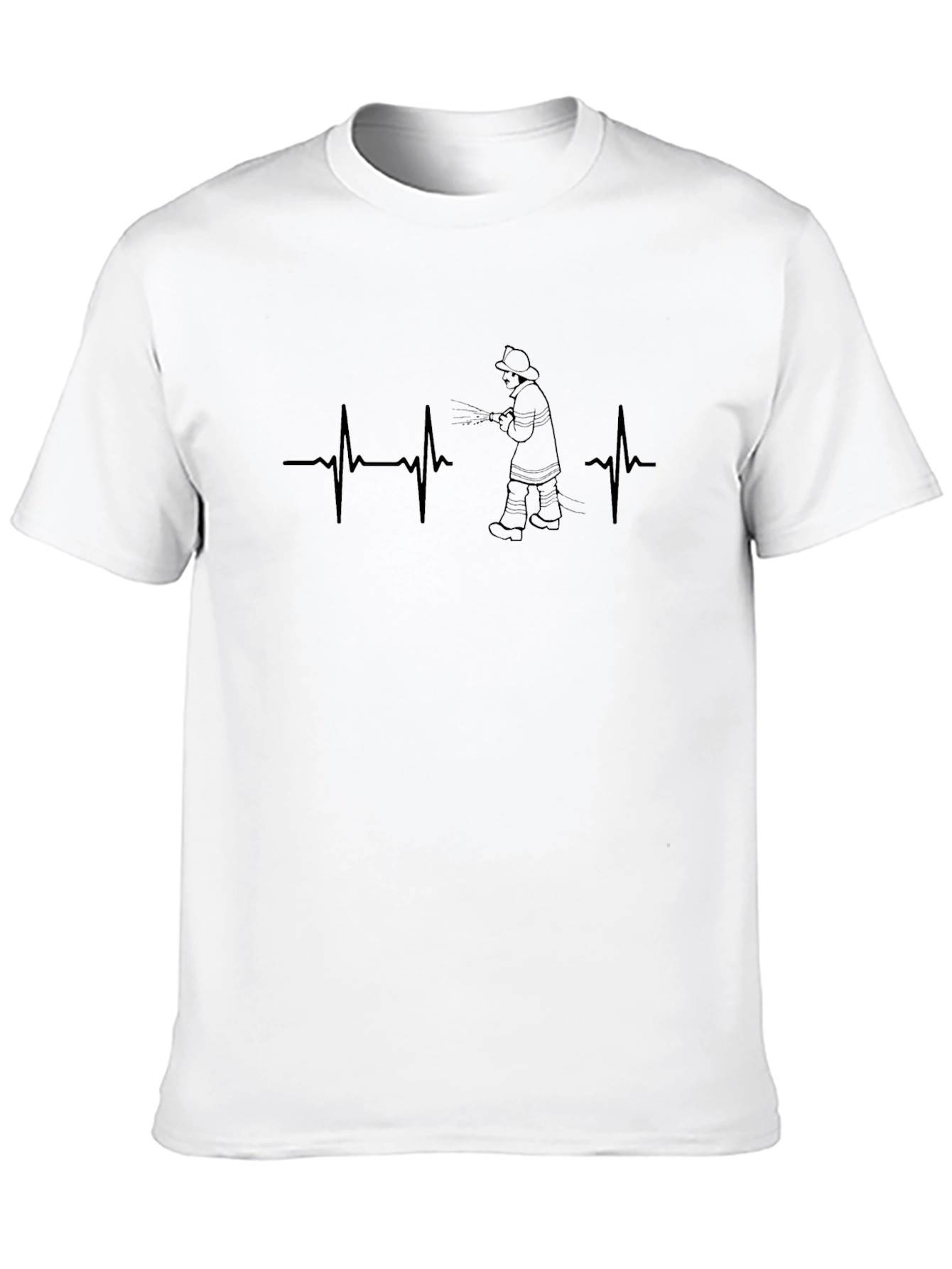 Firefighter Heartbeat Black T-Shirt