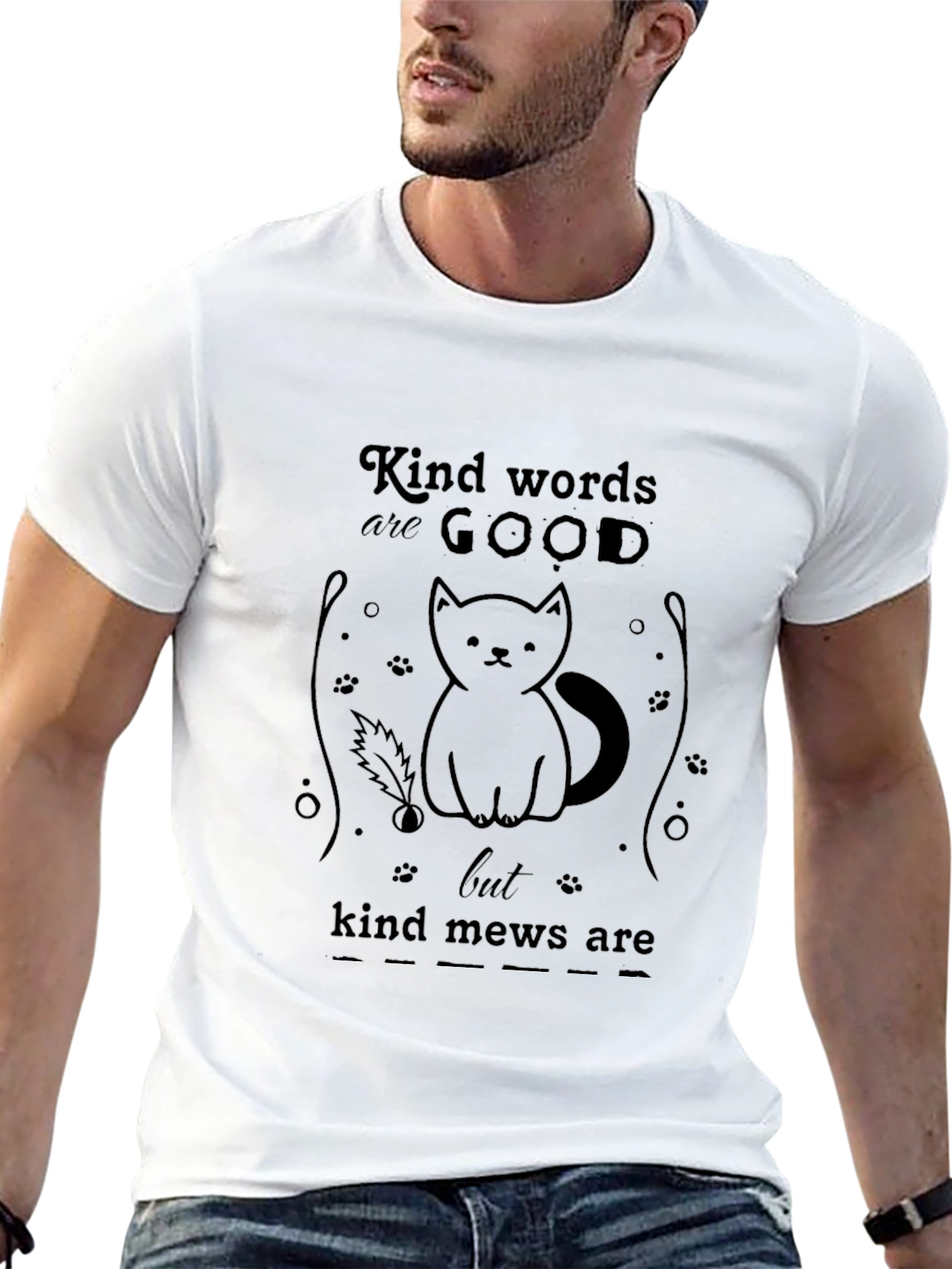 Kind Mews Cat Graphic T-Shirt