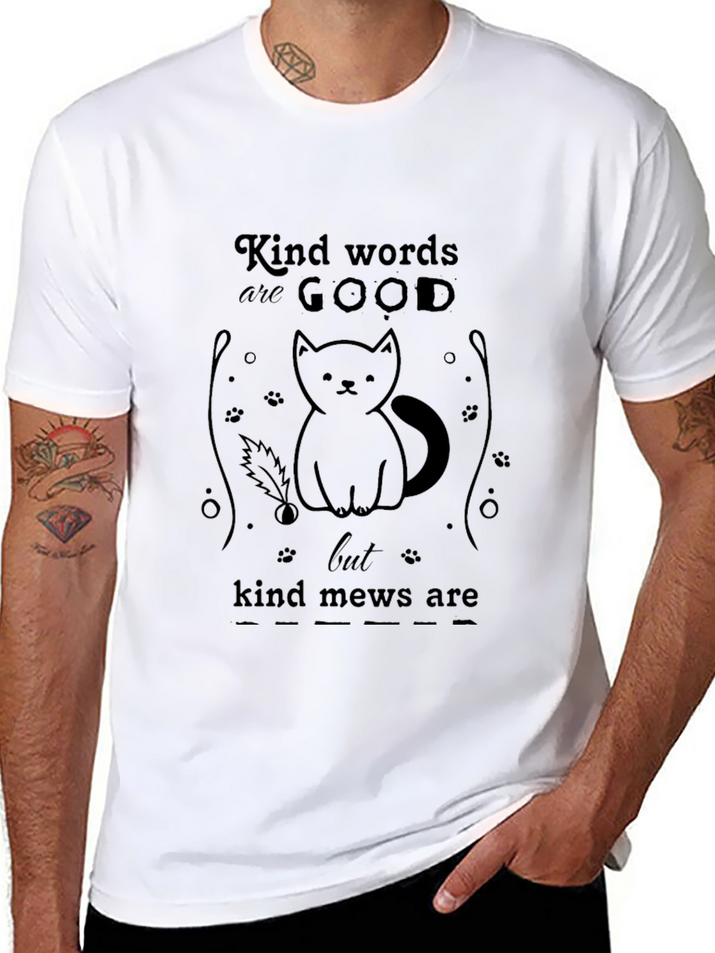 Kind Mews Cat Graphic T-Shirt
