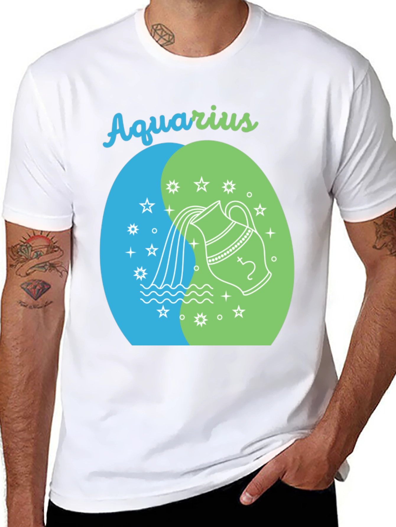 Aquarius Zodiac Black Graphic Tee