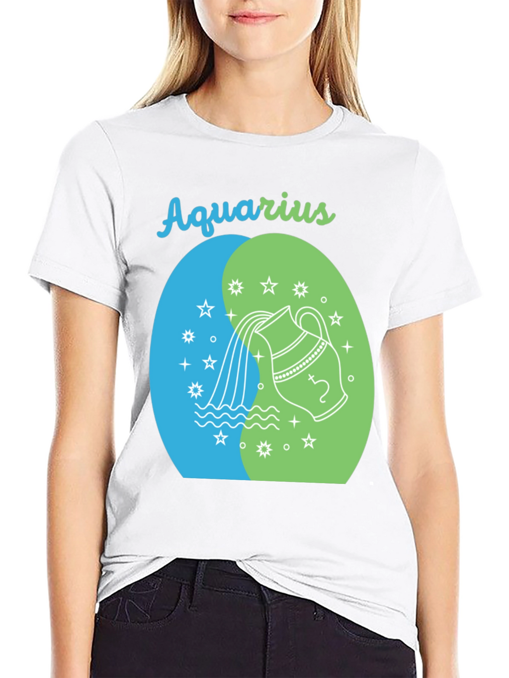Aquarius Zodiac Black Graphic Tee