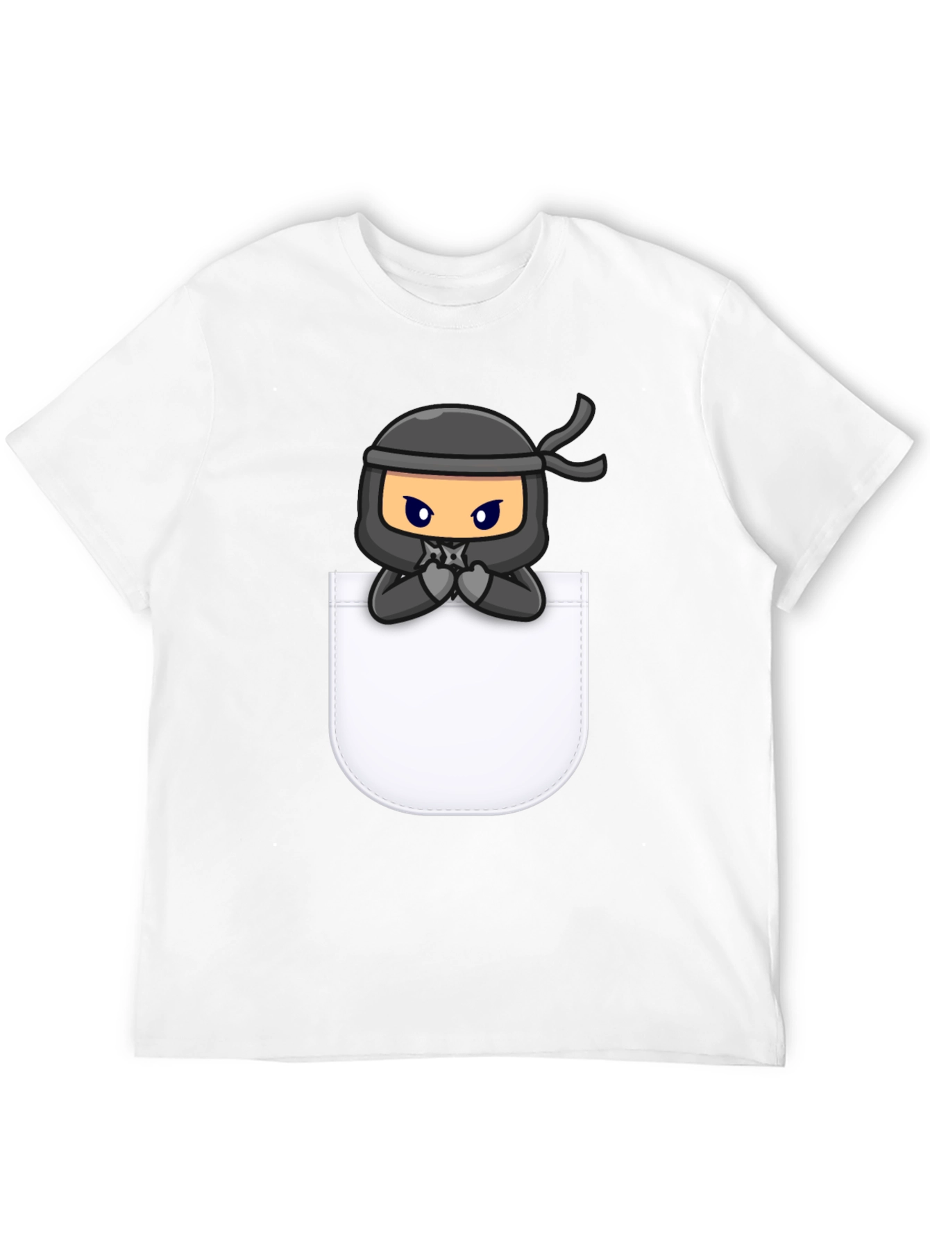 Ninja in Pocket Graphic Tee - Cool Cartoon T-Shirt
