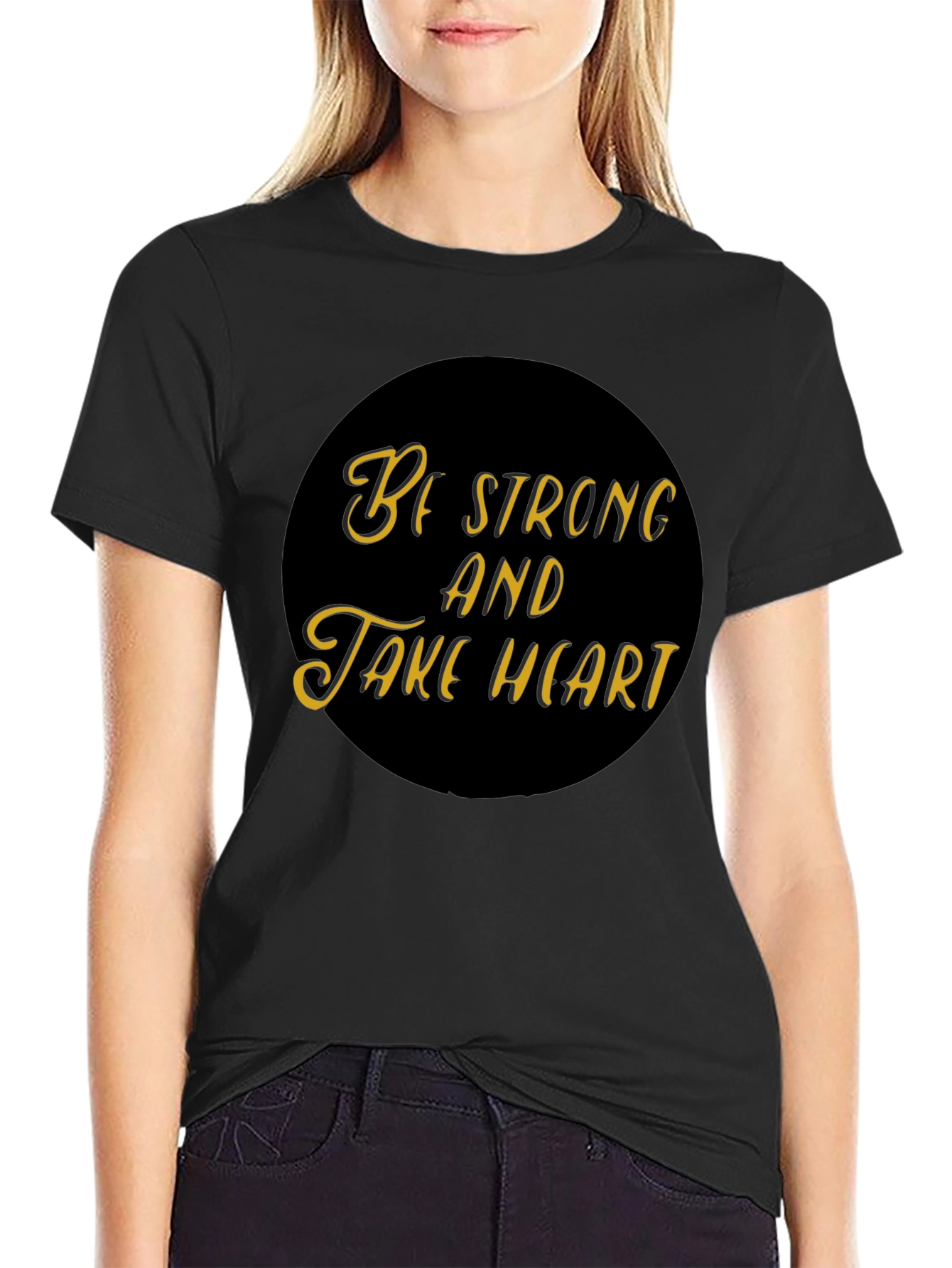 Be Strong and Take Heart Black Tee