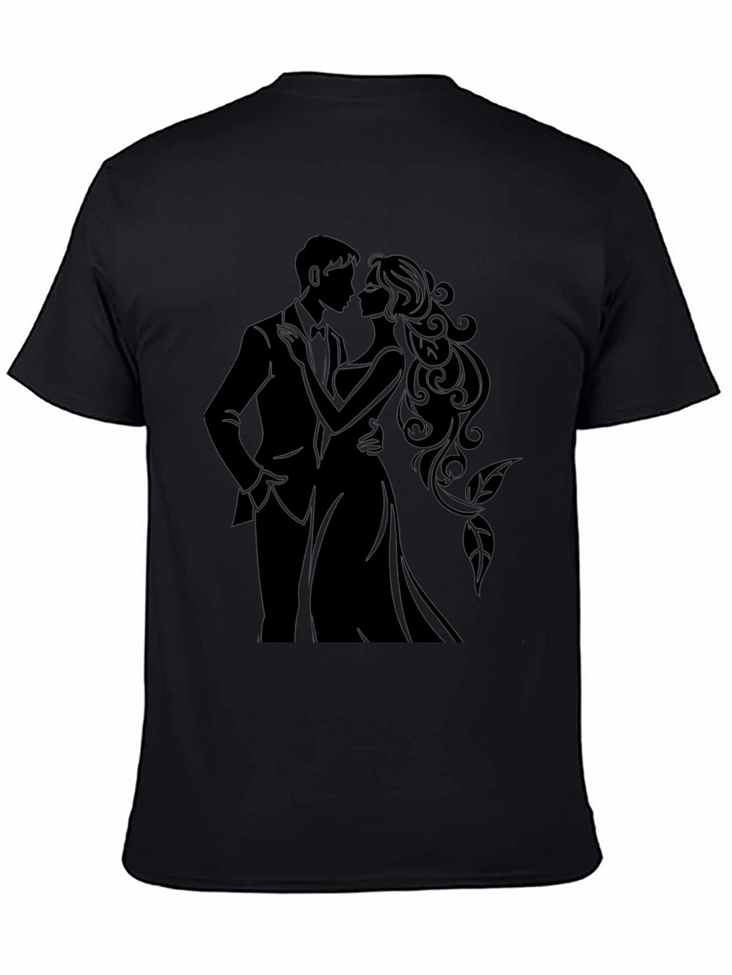 Elegant Couple Silhouette Black T-Shirt