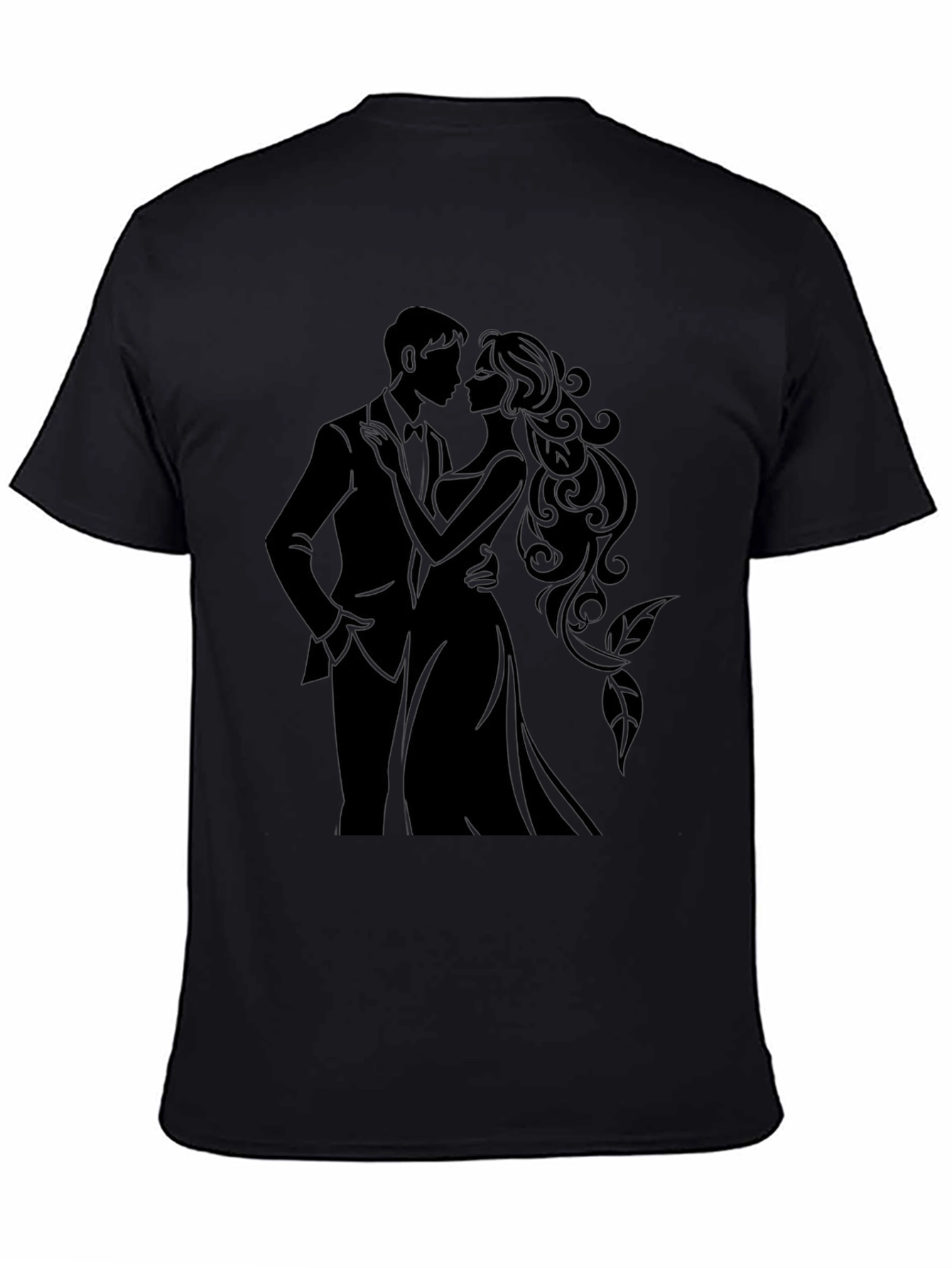 Elegant Couple Silhouette Black T-Shirt