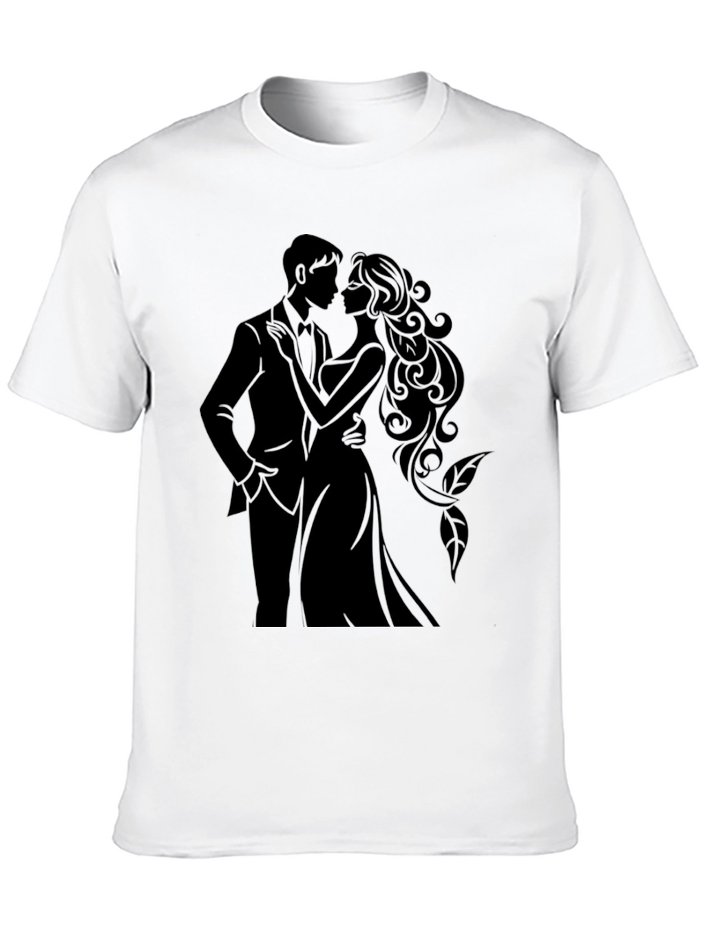 Elegant Couple Silhouette Black T-Shirt