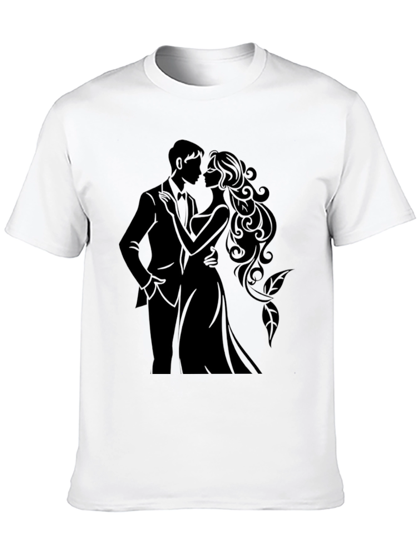 Elegant Couple Silhouette Black T-Shirt
