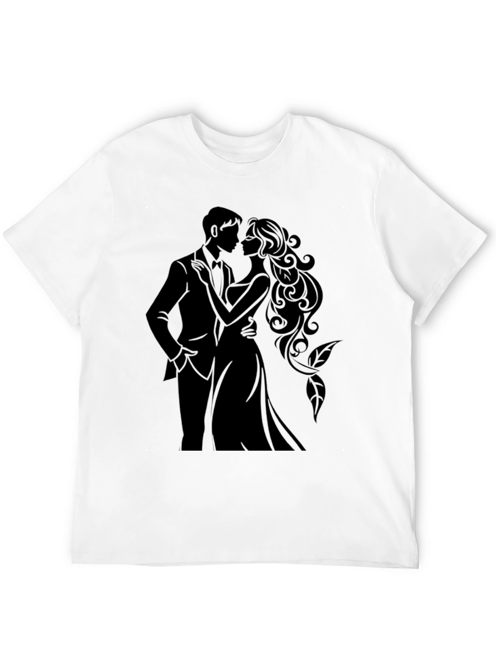 Elegant Couple Silhouette Black T-Shirt