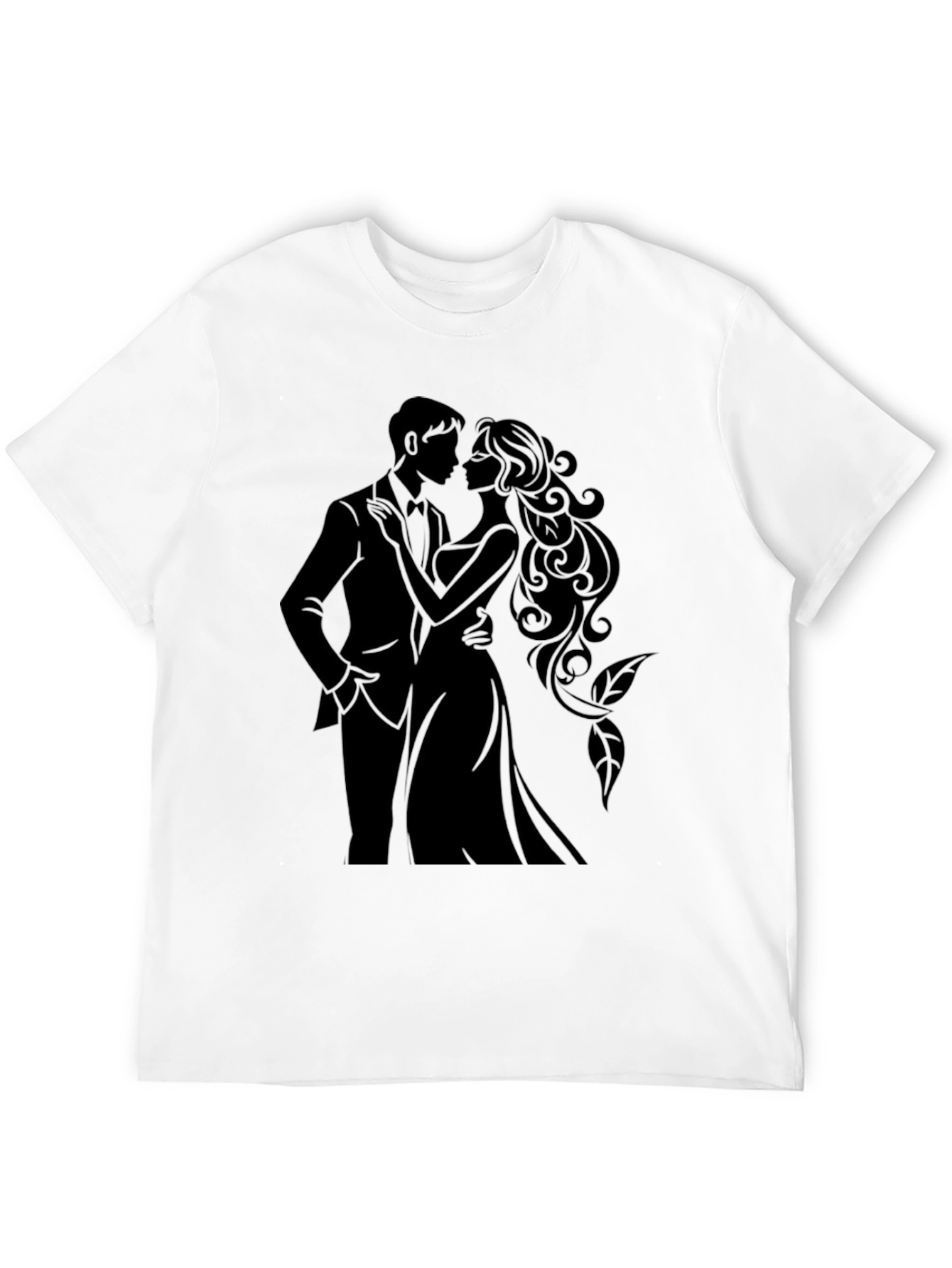 Elegant Couple Silhouette Black T-Shirt