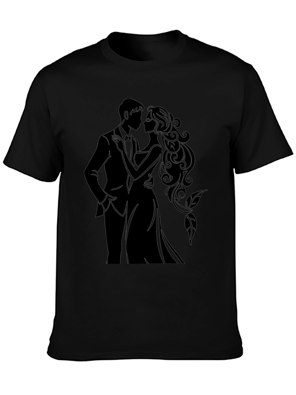 Elegant Couple Silhouette Black T-Shirt