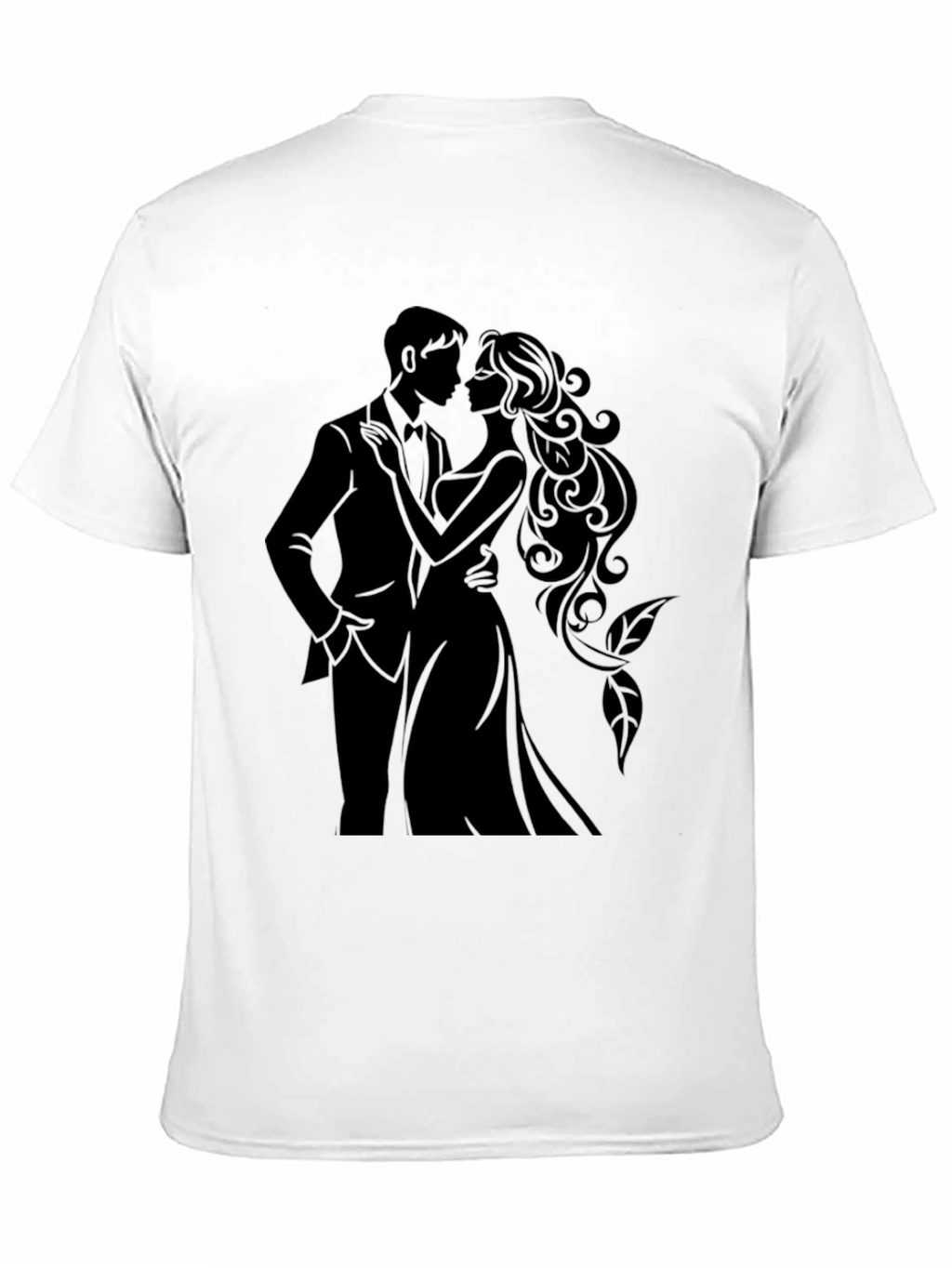 Elegant Couple Silhouette Black T-Shirt