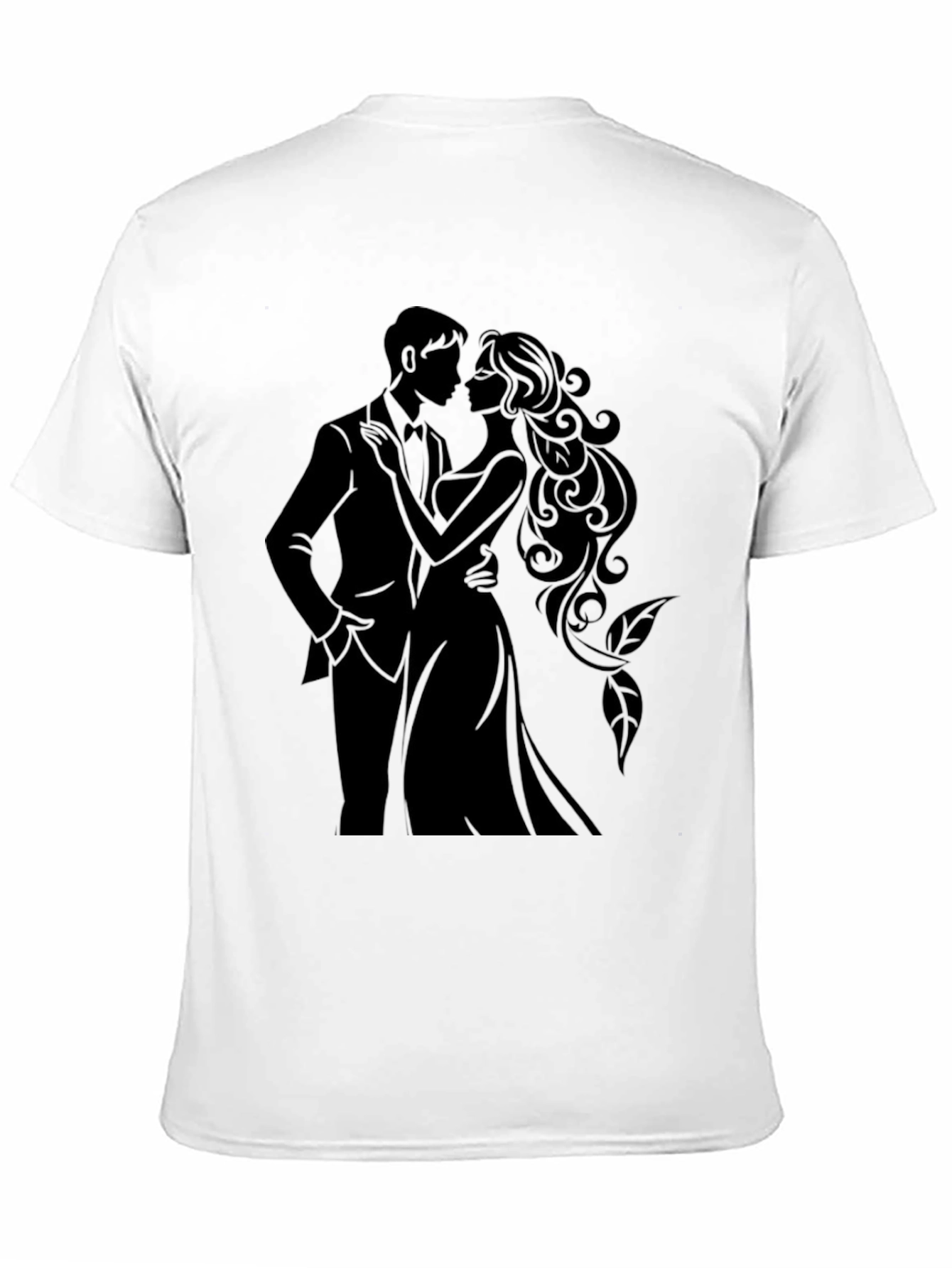 Elegant Couple Silhouette Black T-Shirt