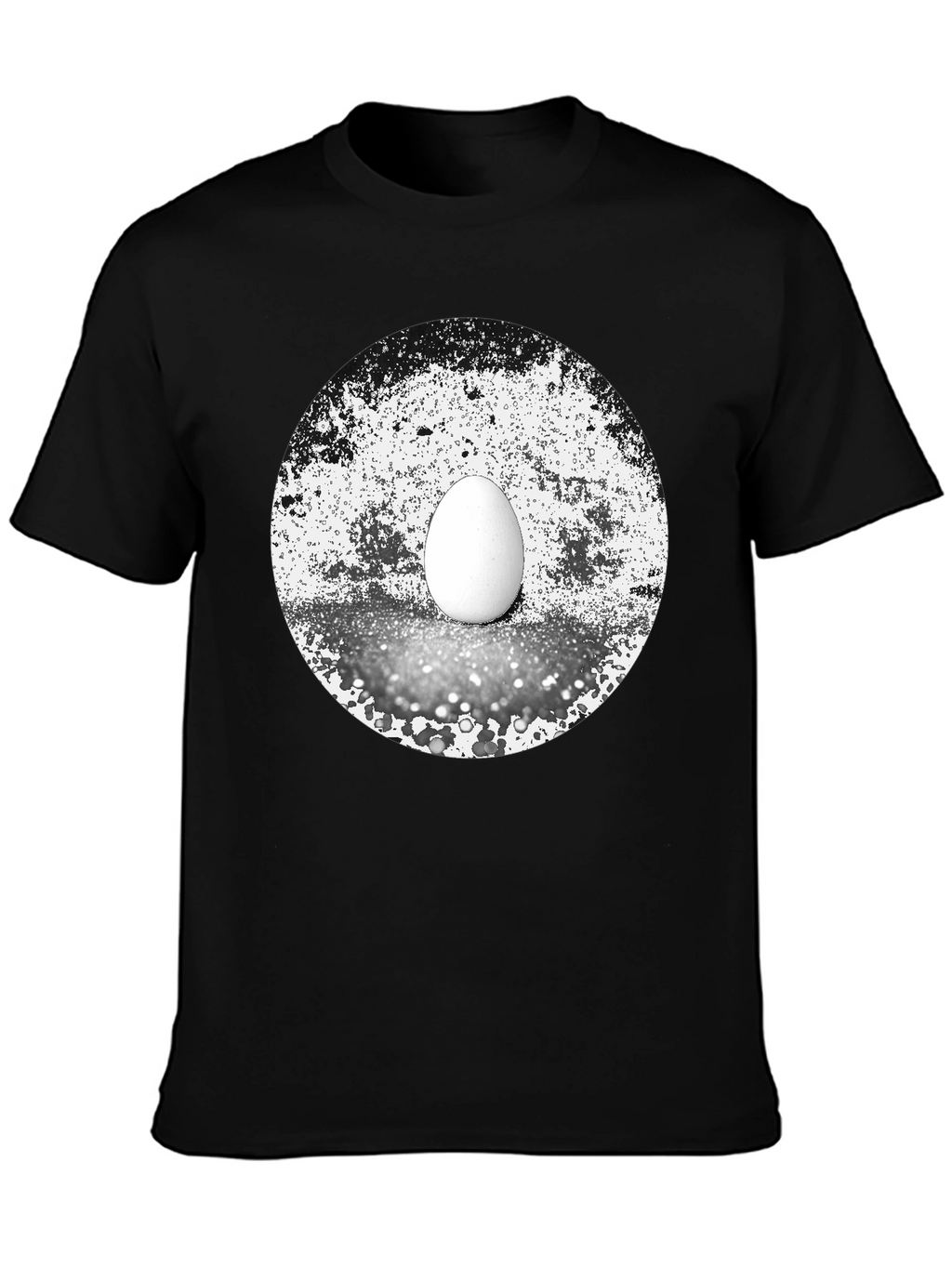 Abstract Egg Graphic Tee - Black Cotton T-Shirt