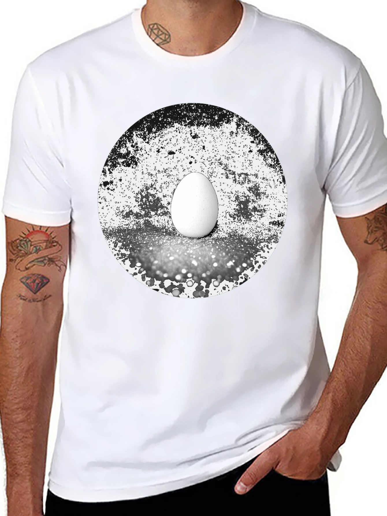 Abstract Egg Graphic Tee - Black Cotton T-Shirt