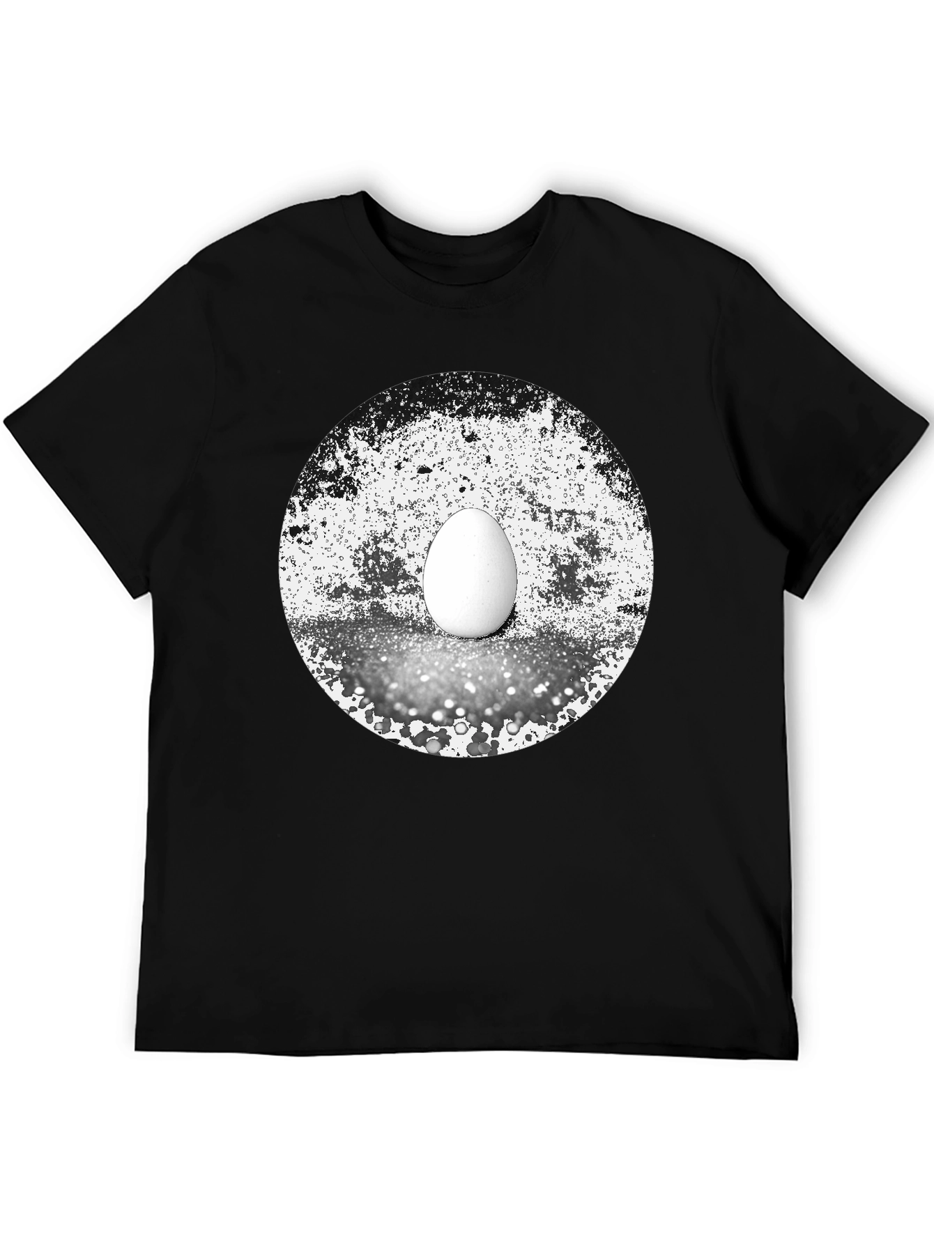 Abstract Egg Graphic Tee - Black Cotton T-Shirt